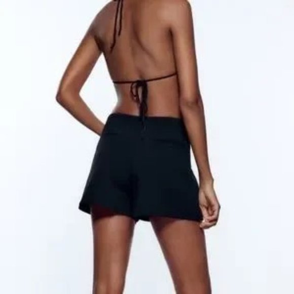 Zara Black Asymmetric Skort High Waist Side Zipper Size XS - Picture 7 of 16